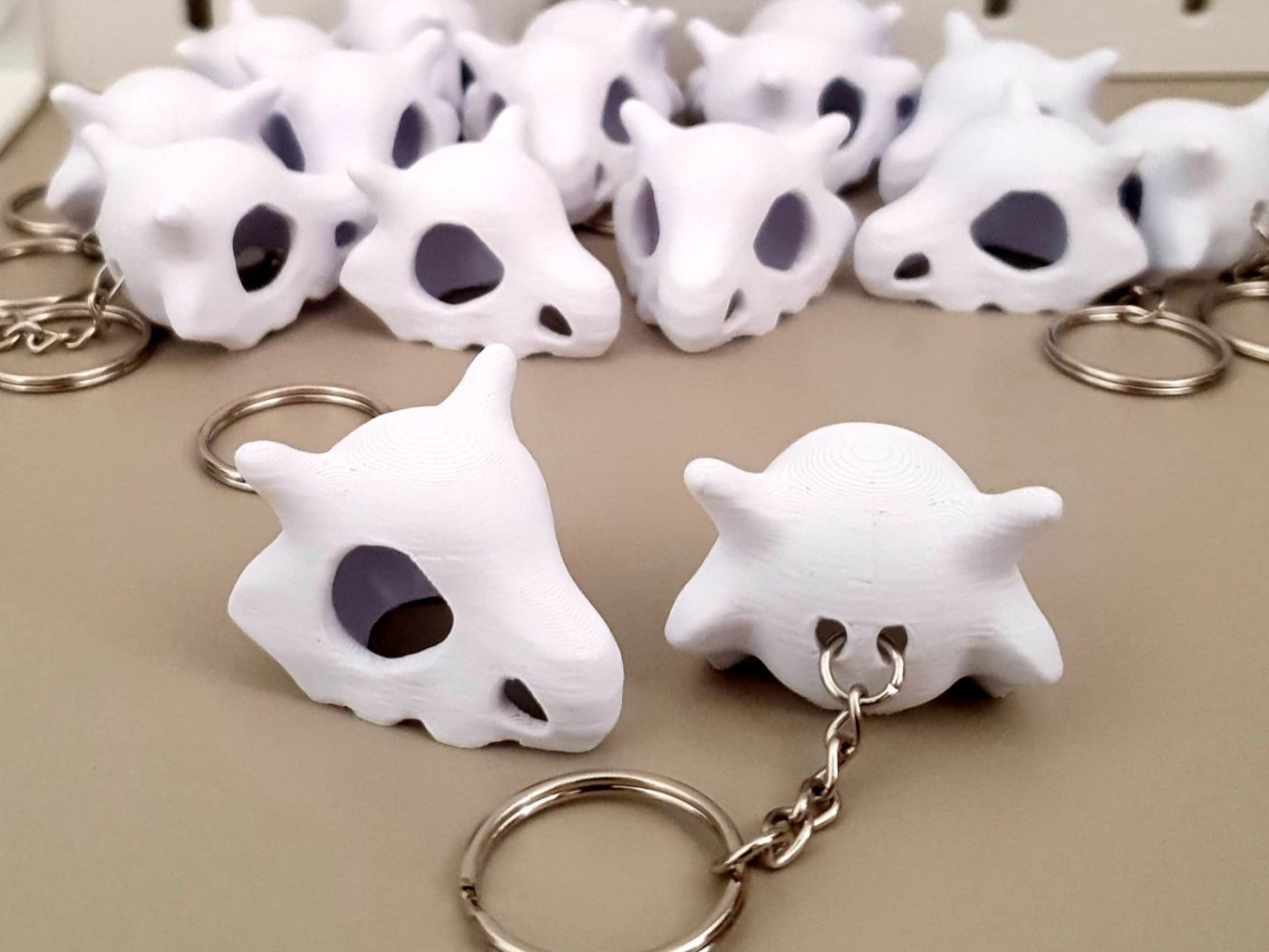 Kemik Kafatası Anahtarlık 10'lu Set - Beyaz 3D Baskı