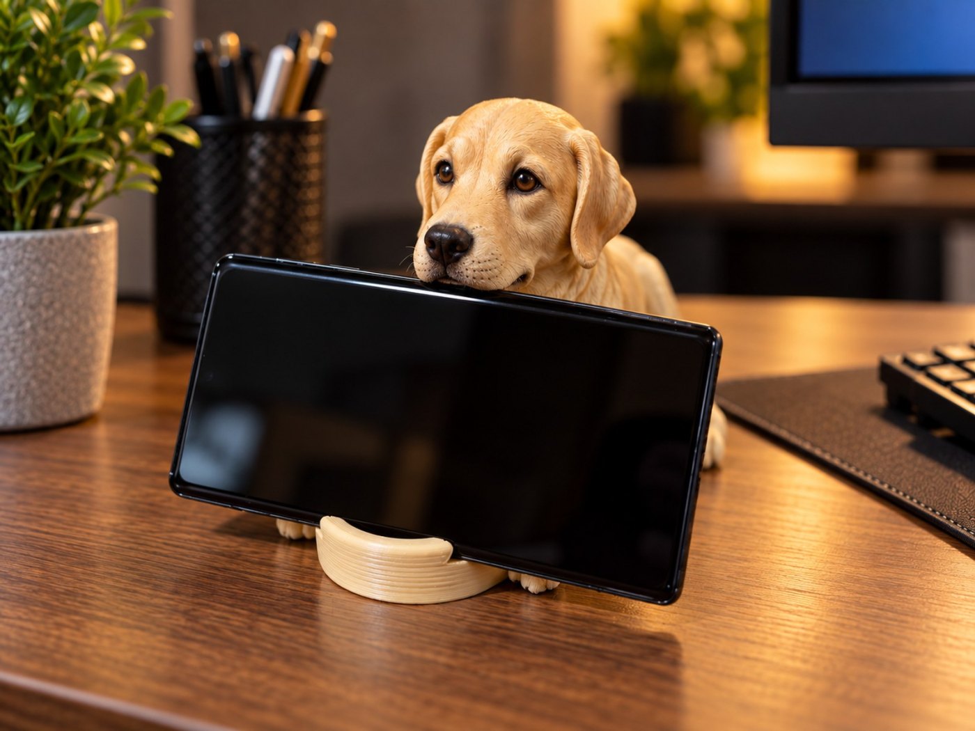 Labrador Telefon Standı - Sevimli Köpek Tasarımlı 3D Baskı