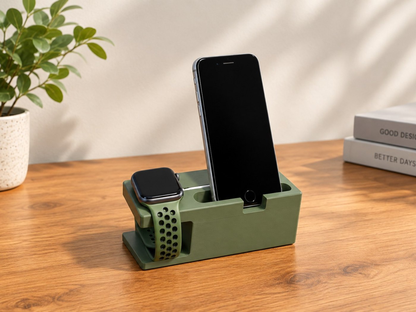 Telefon ve Apple Watch Standı - Minimalist Masaüstü Dock