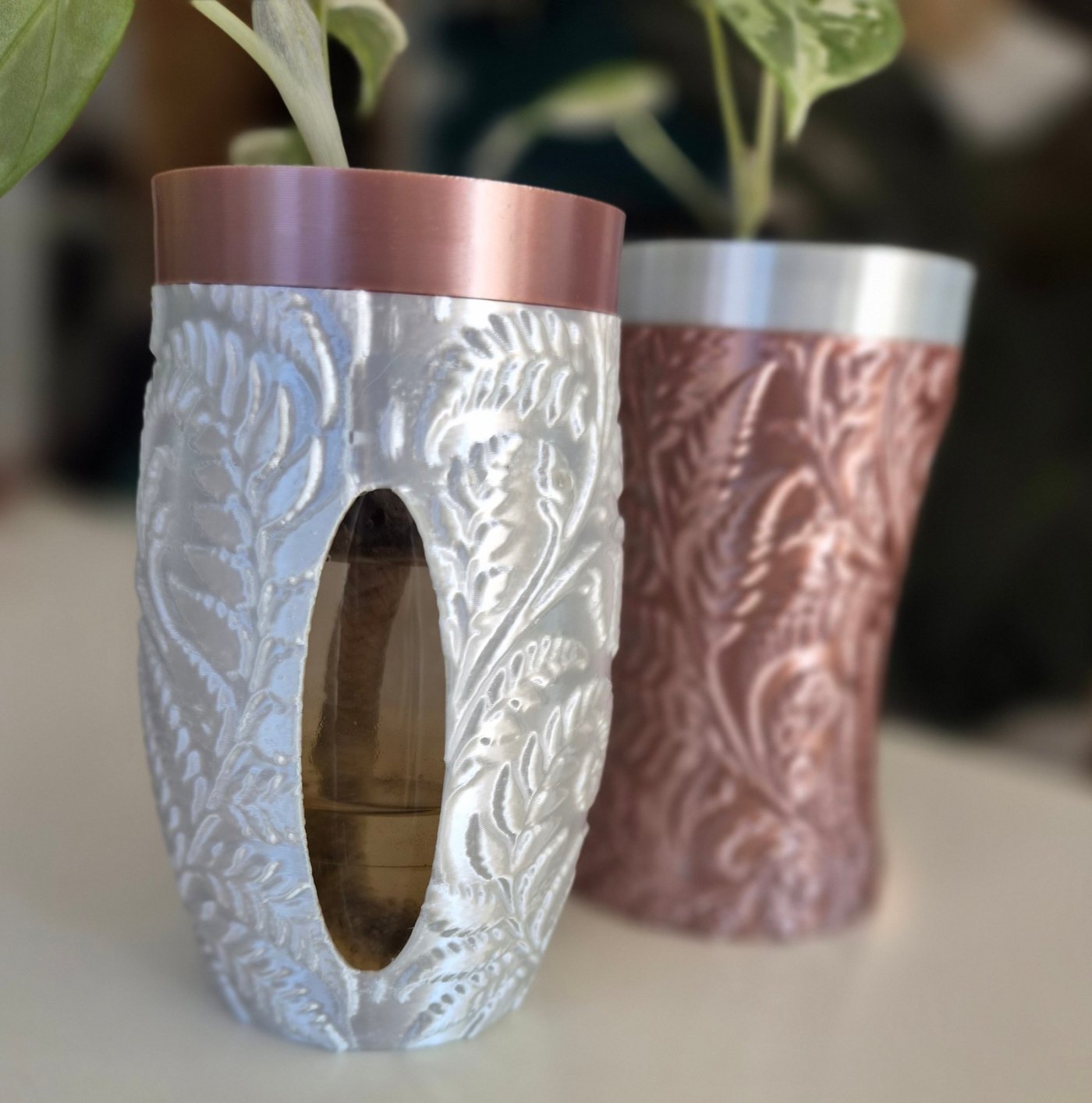 Eğrelti Desenli Mini Saksı Seti (2'li) - 3D Baskı