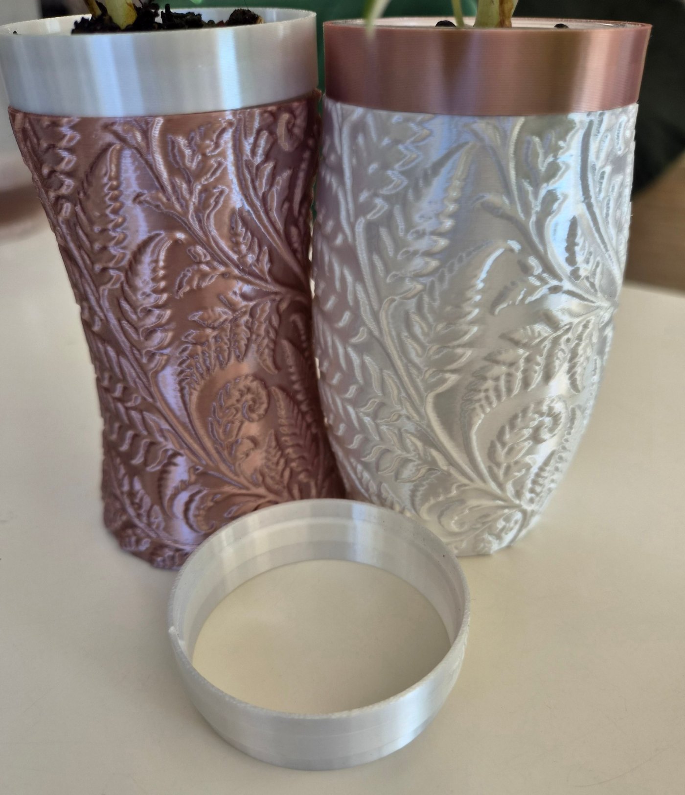 Eğrelti Desenli Mini Saksı Seti (2'li) - 3D Baskı