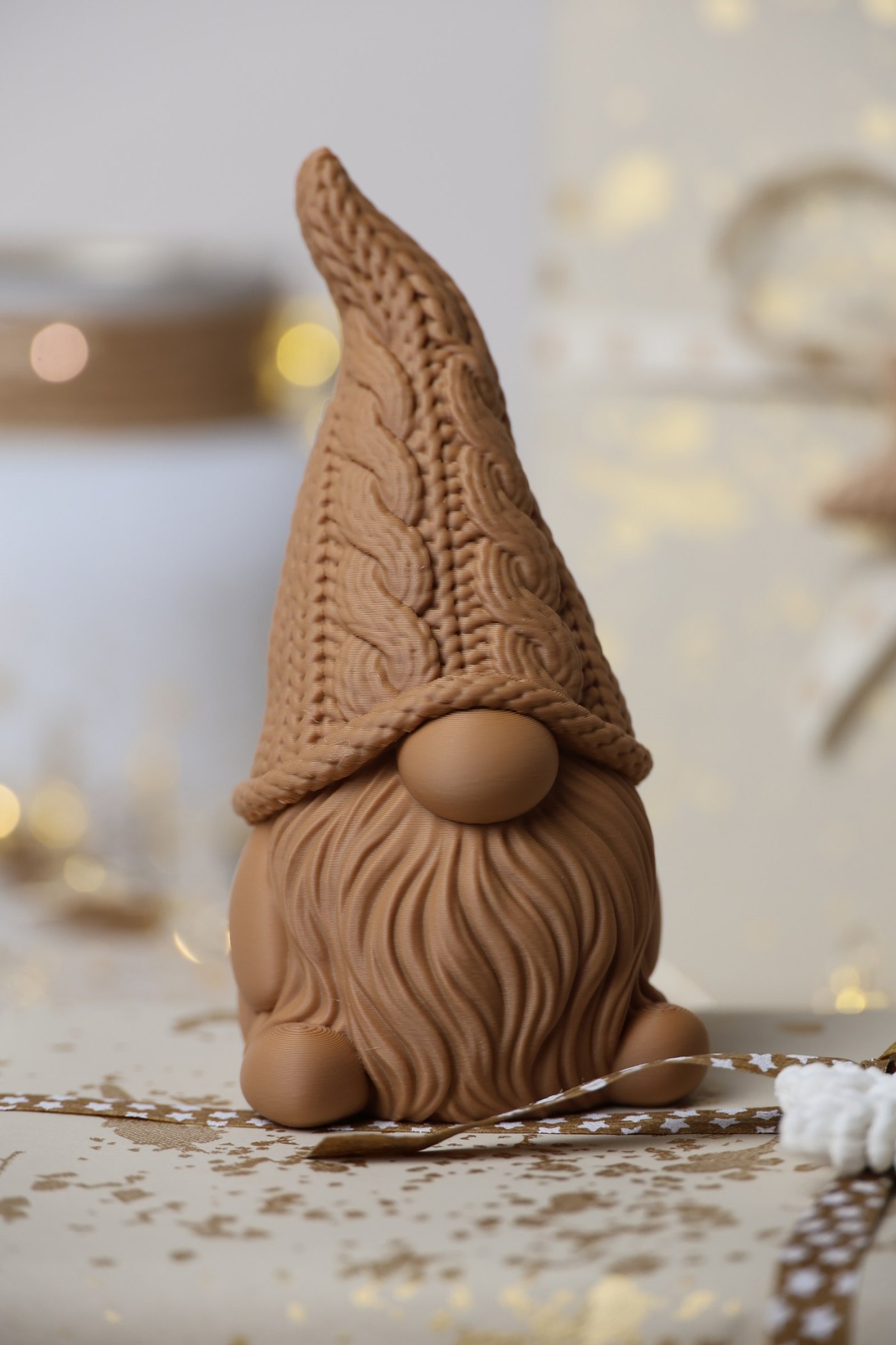 Örgü Sivri Şapkalı Noel Cücesi - Dekoratif Gnome