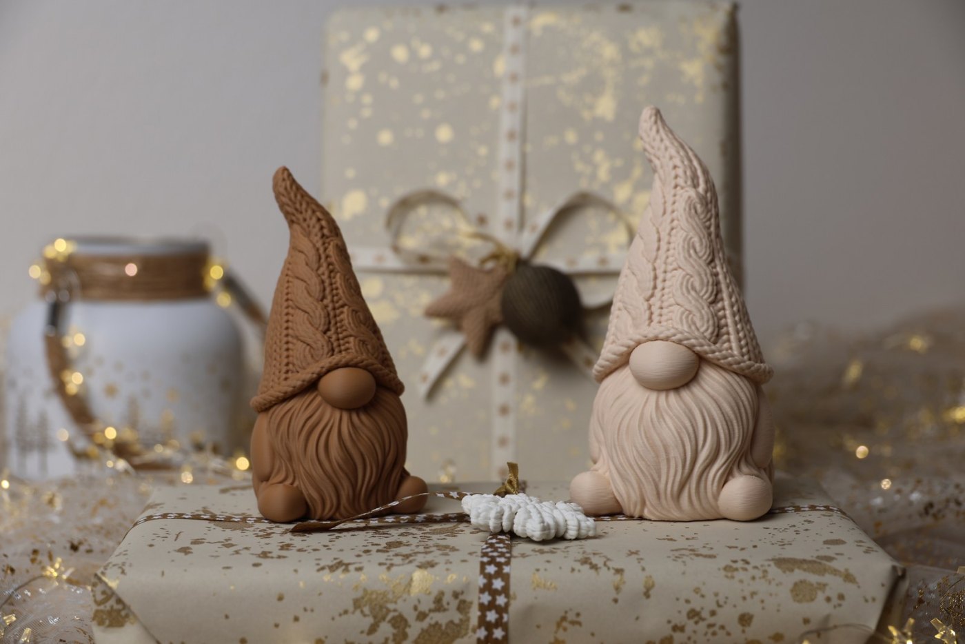Örgü Sivri Şapkalı Noel Cücesi - Dekoratif Gnome