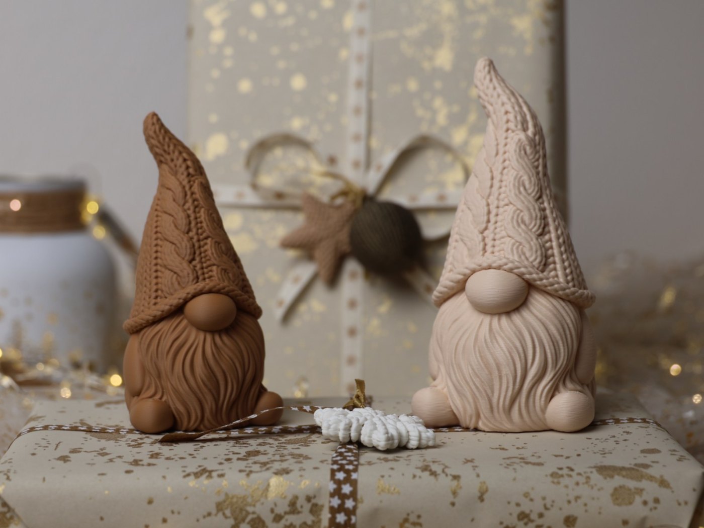 Örgü Sivri Şapkalı Noel Cücesi - Dekoratif Gnome