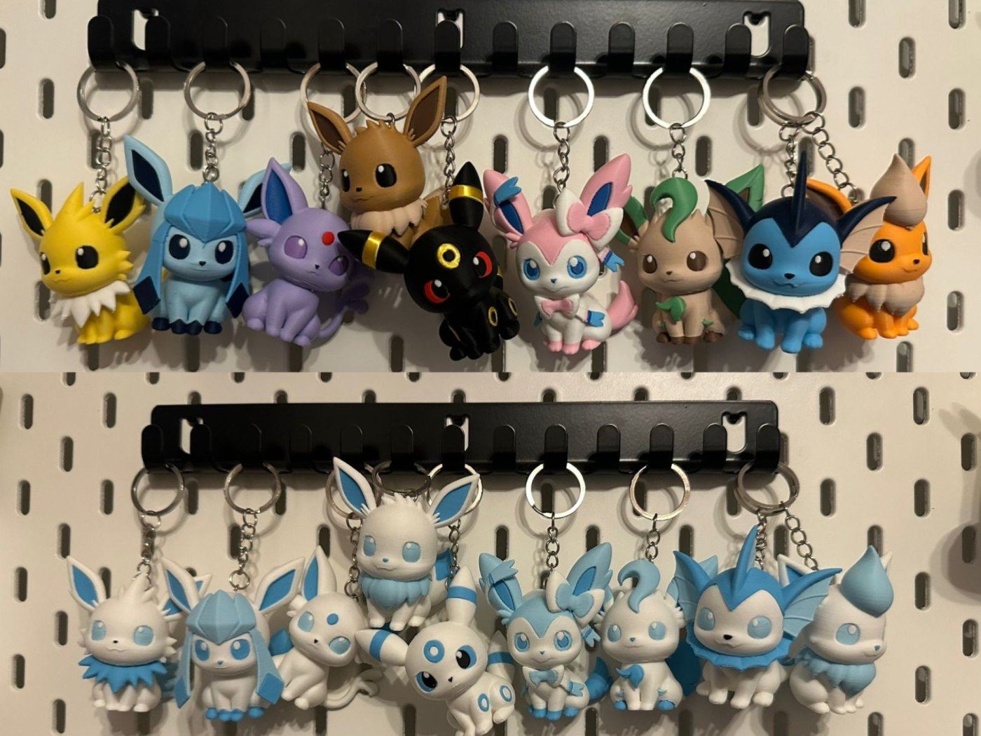 Pokemon Eeveelution Mini Chibi Anahtarlık - Noel Ağacı Süsü, 3D Baskı Çok Renkli Eevee Figürü