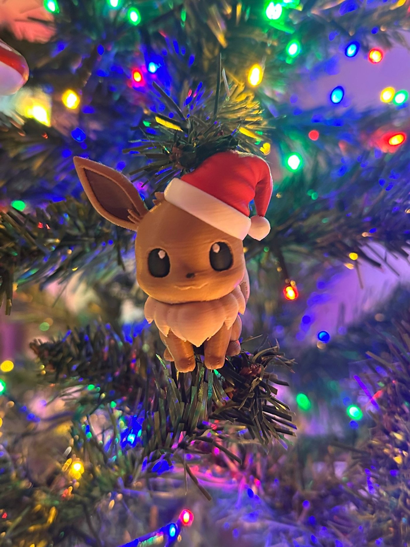 Pokemon Eeveelution Mini Chibi Anahtarlık - Noel Ağacı Süsü, 3D Baskı Çok Renkli Eevee Figürü