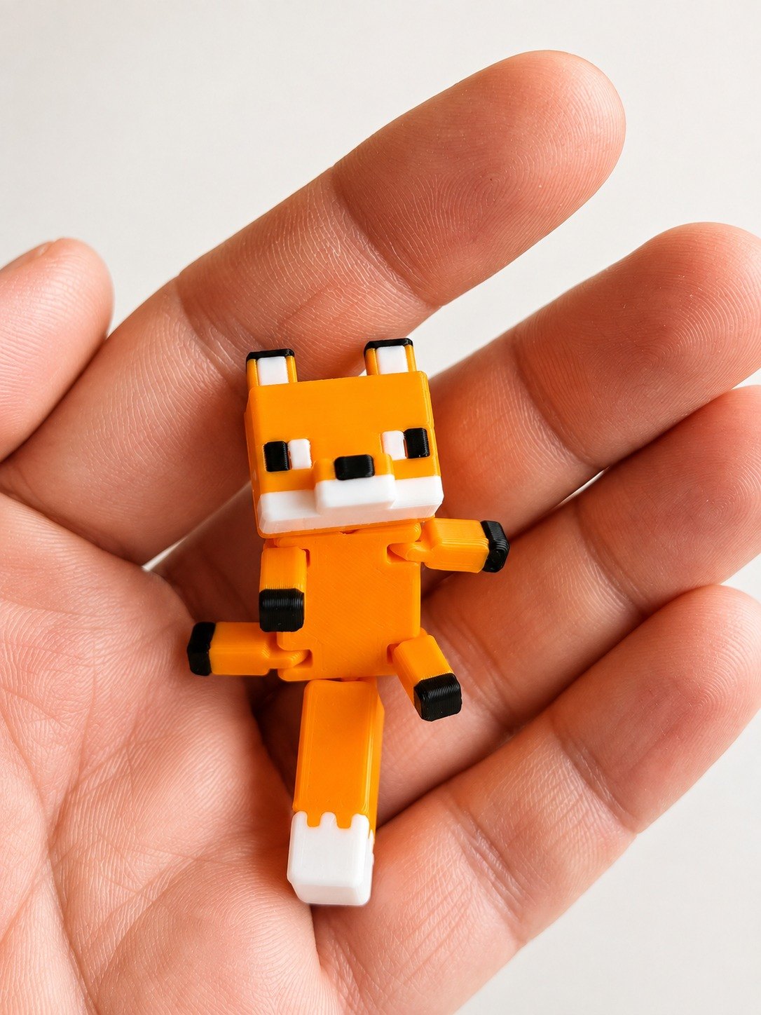 Mini Eklemli Tilki Anahtarlık - 6 cm Hareketli Piksel Tilki 3D Baskı Flexi Figür
