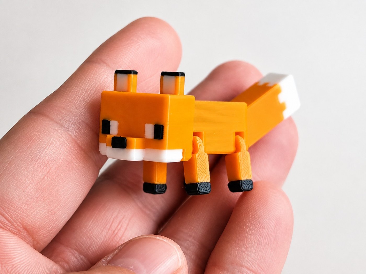 Mini Eklemli Tilki Anahtarlık - 6 cm Hareketli Piksel Tilki 3D Baskı Flexi Figür