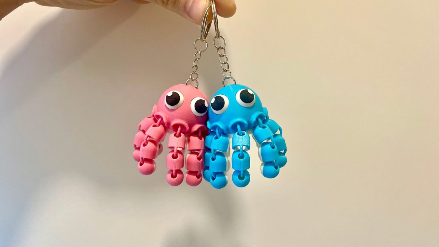 Esnek Ahtapot Anahtarlık - Hareketli Fidget 3D Baskı Ahtapot