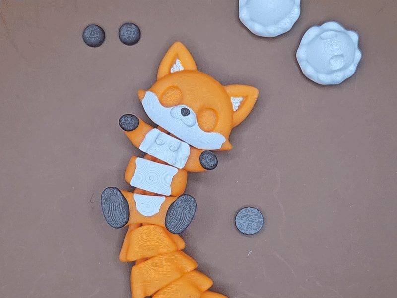 Esnek Tilki Anahtarlık - Hareketli Flexi 3D Baskı Tilki