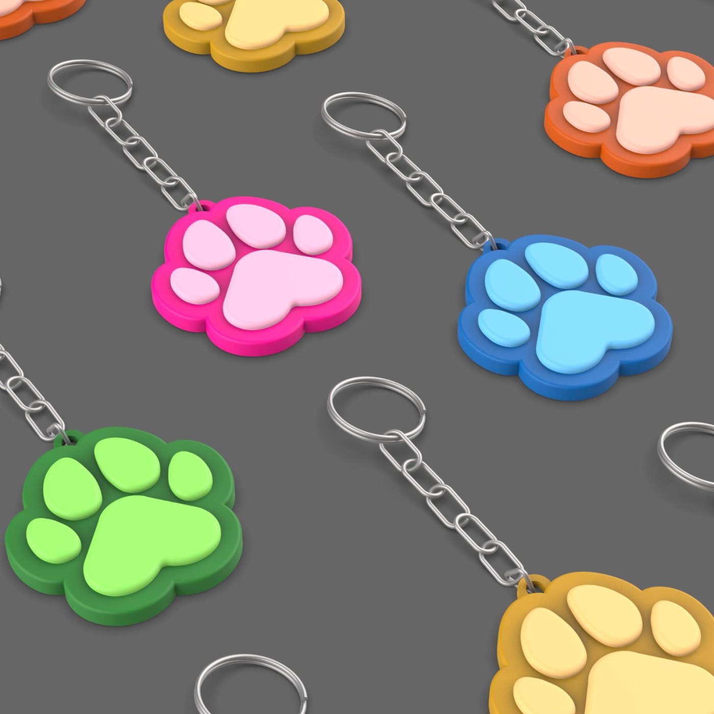 Pati Anahtarlık - 3D Baskı Kedi Köpek Pati Anahtarlığı