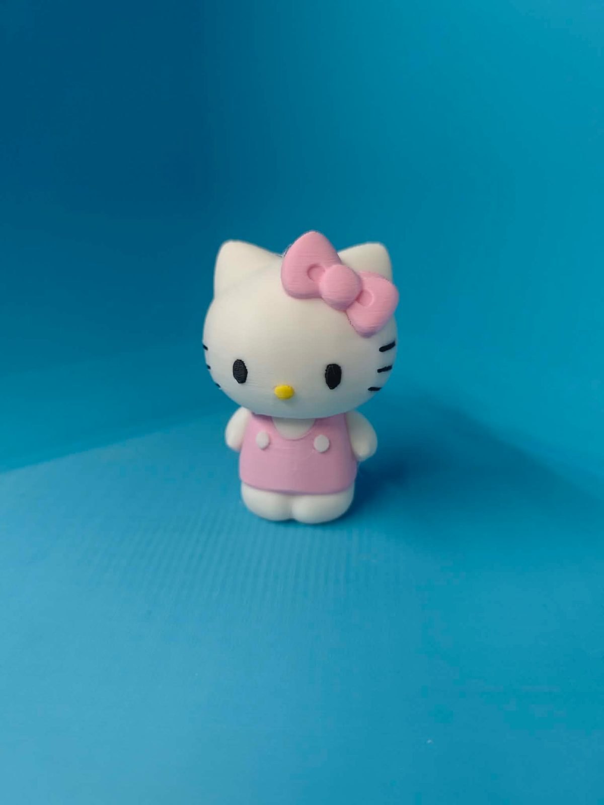 Sevimli Kedi Figürlü Anahtarlık - Beyaz Pembe 3D Baskı Kedi