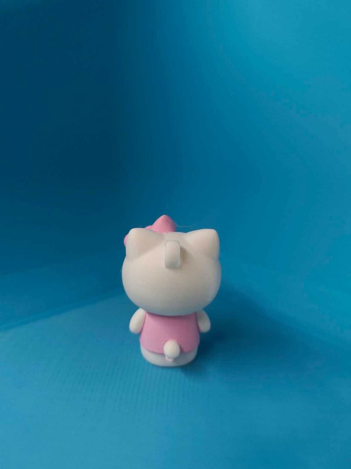 Sevimli Kedi Figürlü Anahtarlık - Beyaz Pembe 3D Baskı Kedi